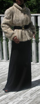 Designer crop cinnamon cream white Mink Fur coat jacket bolero stroller S-M 4-10 - £583.86 GBP