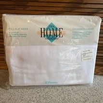 Vtg JCPenney The Home Collection No Iron Percale White Flat Sheet Full Size Bed - £16.69 GBP