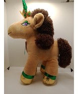 Afro Unicorn Plush Tan Brown Green w/ Gold Earrings Stuffed Animal 2024 ... - $19.07 CAD