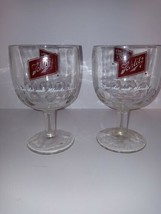 Schlitz Beer Vintage 1970s Thumbprint Dimple Footed Goblet Pint Glass Set Of 2 - £19.63 GBP