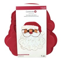 Celebrate it Christmas Santa Clause Silicone Cake Mold Red 8 1/2&quot; X 9&quot; X... - $9.89
