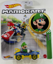 Hot Wheels - GBG27 - Mario Kart Luigi with Mach 8 Vehicle - Scale 1:64 - $15.95