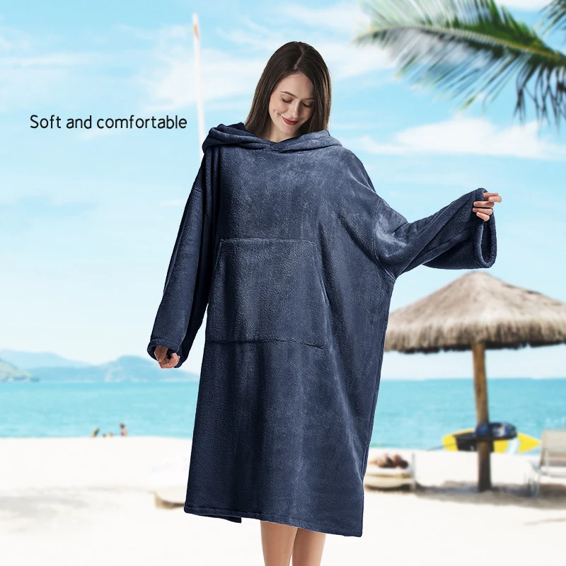 Sporting Extra Large Thick Hooded Beach Towel Changing Robe Quick Dry Microfiber - £67.35 GBP