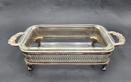 Pyrex Silver Plated Glass Casserole Dish Oven Proof Made In USA VTG Some Tarnish - £16.22 GBP