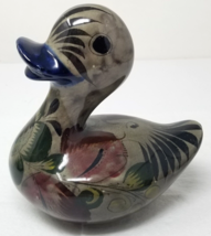 Tonala Mexican Pottery Duck Bird Hand Painted Nature Floral Patterns Ear... - £15.27 GBP