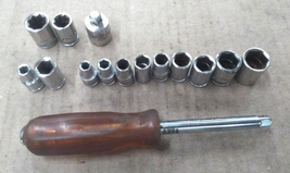 Vintage Husky 1/4&quot; Drive Mixed Socket Set 13 Pc. with Driver and Adapter - £22.03 GBP