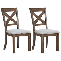 Signature Design by Ashley Moriville Modern Farmhouse Upholstered Dining Room Ch - £211.67 GBP