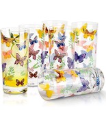 Water Glasses Set Of 6 Glassware Drinking Highball Tumblers Cups Floral ... - £38.22 GBP