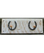 Rustic Wood Coat Rack Two Hook Horse Shoe Barn White Amish Made in USA - £23.98 GBP