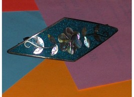 Inlaid Abalone Shell Silver Hair Barrette - £19.95 GBP