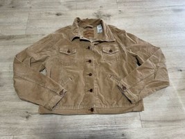 Levi Strauss Signature Corduroy Jacket Cropped Khaki Tan  Misses Large 1... - $34.21