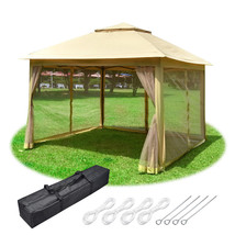 11X11Ft Pop-Up Gazebo Tent With Mesh Sidewall Canopy Shelter Outdoor Home Patio - £198.56 GBP