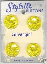 Stylrite Vintage Carded Clear Yellow Flower Buttons - £3.92 GBP