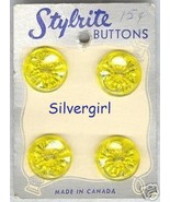 Stylrite Vintage Carded Clear Yellow Flower Buttons - £4.02 GBP