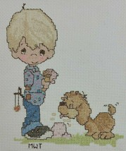 Dog Embroidery Finished Nursery Blonde Boy Ice Cream Blue Jean Marble Ch... - $13.95