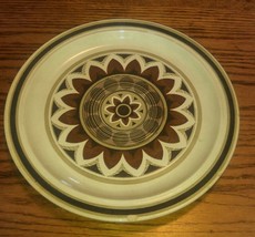 Royal China Aztec Omegastone Dinner Serving Plate 10.5” Vintage Brown Trim - £7.85 GBP