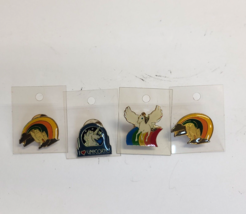 Lot 4 Rainbow Unicorn Pegasus 1987 ABG Hat Lapel Pin Pinback Taiwan Vtg NOS - £19.48 GBP