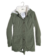 Hollister Heritage Collection Faux Fur Olive Hooded Jacket Women&#39;s Small... - £18.24 GBP