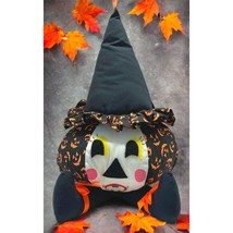Handmade Stuffed Pumpkin Witch Halloween Jack O Lantern Shelf Sitter Fall Decor - £15.91 GBP