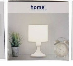Home Luminaire Table Lamp W/White Fabric Shade W/Plastic Base. - $34.53