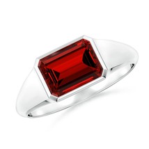 Angara Lab-Grown 1.6 Ct Emerald-Cut Ruby Signet Ring in Sterling Silver - £530.26 GBP