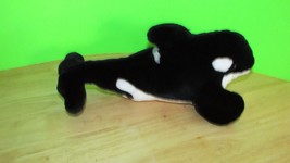 Sea world Shamu Whale Plush Orca 12&quot; Stuffed Animal Killer Black White Seaworld - £7.03 GBP