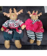 2 Christmas Holiday Vintage MooseDangle Legs Stuffed Animals Toys - $3.96