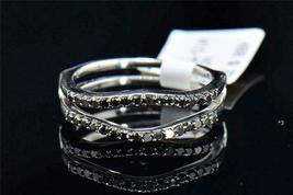1.75CT Black Diamond Solitaire Ring Enhancer Wrap Round 14K White Gold Over - £66.18 GBP