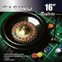 16 Inch Roulette Wheel Game Set w/Large Size Felt &amp; 11.5 gr Chips (Disco... - £23.97 GBP