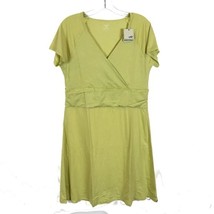 NWT Womens Size Large Toad &amp; Co Lime Green Chakra A-Line Faux Wrap Jersey Dress - £25.54 GBP