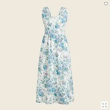 J Crew Blue Ivory English Garden Floral Poplin Scoop Neck Smocked Tank Dress 4 - £46.97 GBP