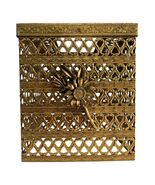 Vintage Brass Filigree Tissue Box Cover Square with Floral Accent Mid Ce... - $37.80