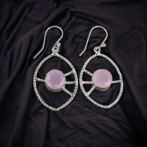 Rose Chalcedony Gemstone 925 Silver Earring Handmade Jewelry Earring 2.00&quot; - £10.52 GBP