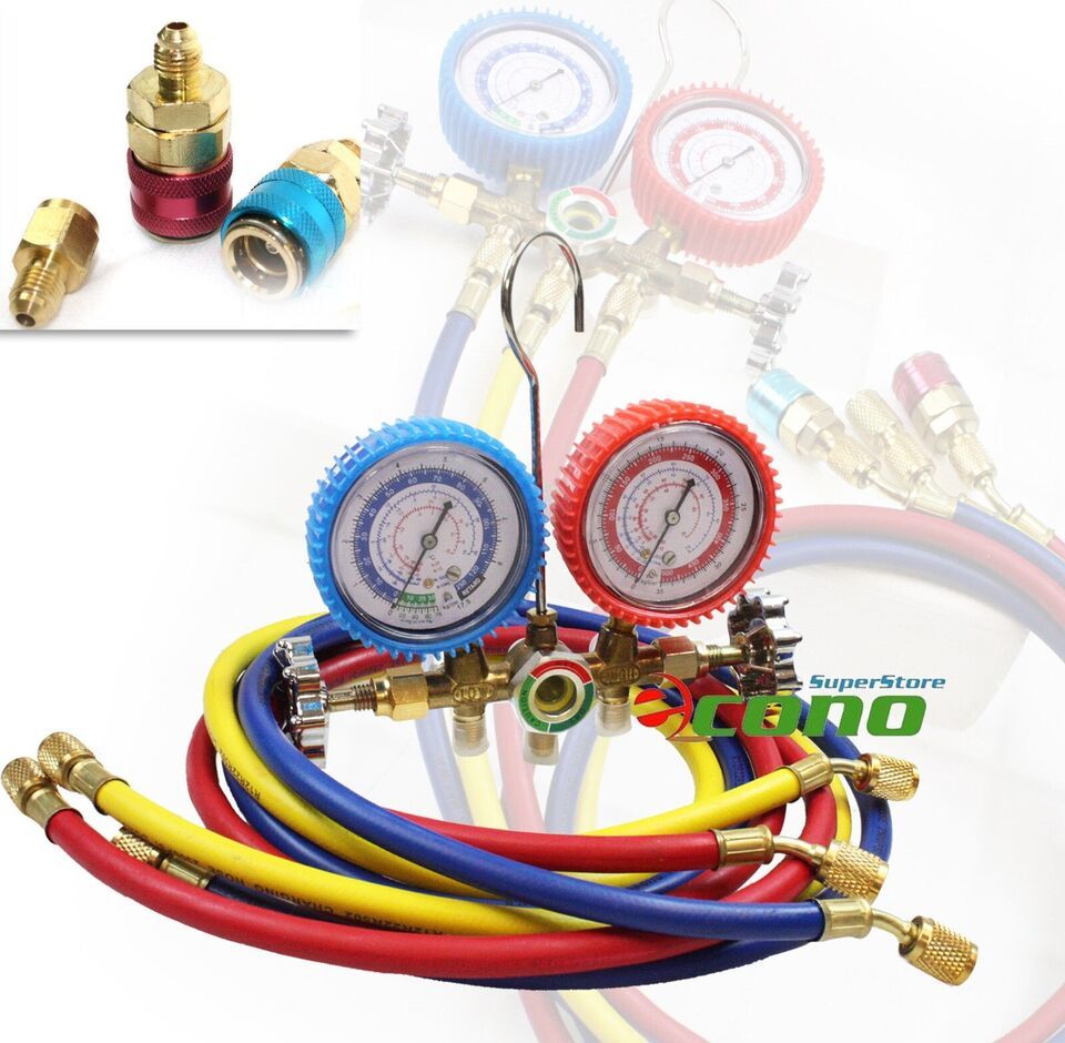 R12 R134A A/C Diagnostic Manifold Gauge Set H/L Quick Coupler Adapter 1/... - $34.58