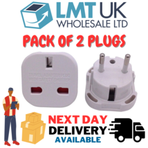2 Pack Europe Travel Adapter plug Holiday UK to EU Euro European adaptor 2 Pin - £5.70 GBP