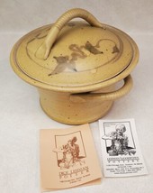 Lehman Goertzen Art Pottery Goshen Indiana Tan Lidded Serving Dip Cheese Pot - £23.57 GBP