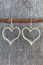 Silvery Heart Shape Hook Drop Earrings - £6.23 GBP