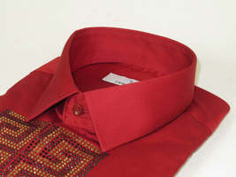 Men CEREMONIA Turkey Shirt 100% Cotton Fancy Rhine Stones #TSV 28 Slim Fit image 9