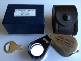10x21mm UV/LED Triplet Illuminated Loupe-Dual Light (white &amp; UV) Magnifier USA - £16.39 GBP