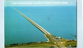 Aerial View Lake Pontchartrain Causeway Worlds Bridge Louisiana Postcard - £4.05 GBP