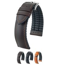 Hirsch James Leather Watch Strap - Brown - M - 18mm - Shiny Silver Buckl... - £88.81 GBP