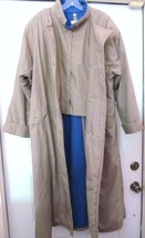 Talbots Coat Jacket Cotton Blend Wool Lined Long Attach Vest Tan w Blue Size 16 - £46.35 GBP