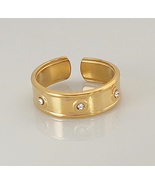18K Gold PVD Stainless Steel Adjustable Ring with Zirconia - $12.00