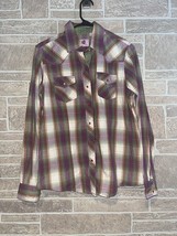 Wired Heart Women’s Snap Button Roll Tab Sleeve Plaid Western Shirt Size Large - £19.95 GBP