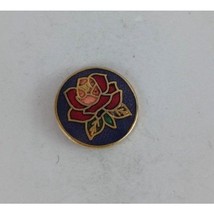 Vintage Beautiful Rose On Stained Glass Style Round Lapel Hat Pin - £6.59 GBP