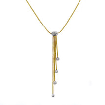 14K Yellow Gold Snake Chain Necklace With Movable Drop Pendant - £280.80 GBP