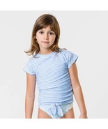 Snapper Rock Sustainable Stripe Knot SS Rash Guard Top Powder Blue 2 NEW - $27.35 CAD