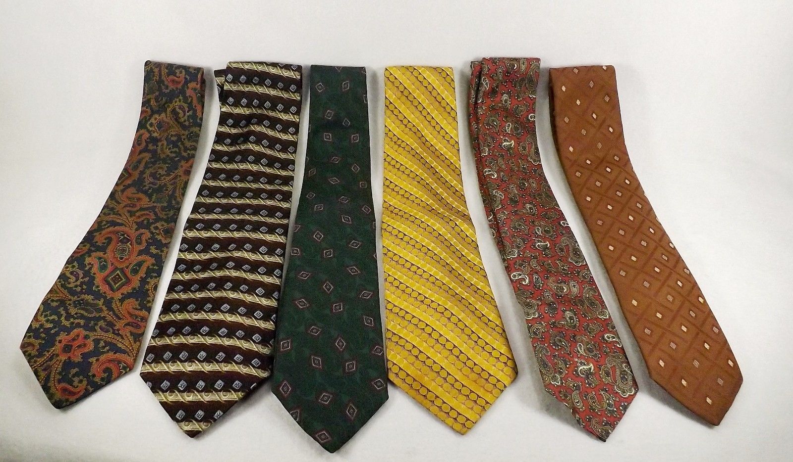 Vintage Lot of 6 Mens Ties-Par Excellence-Cuffs-Roundtree & York-Most Silk - $4.24