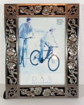 Vintage SILVER METAL PICTURE FRAME 5x7 Floral Decor DAX Photoframe - $10.63