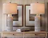 25.5 &quot;Retro Farmhouse Table Lamps Set Of 2 Woven Pattern Resin Bedside L... - £80.58 GBP